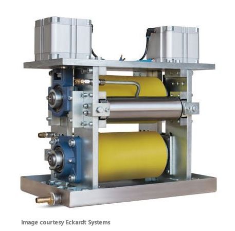 Two small NCCM<sup>®</sup> Premier Yellow rolls in a small Eckardt-Systems lubricator