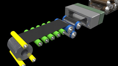 Section of a pickling line showing unwinder, table rolls and deflector rolls