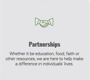 Green outline of a handshake icon representing Partnerships